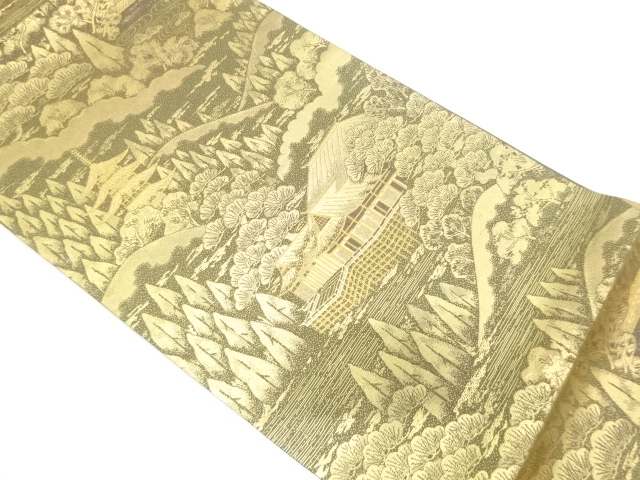 JAPANESE FUKURO OBI / UNUSED / WOVEN KIYOMIZU TEMPLE